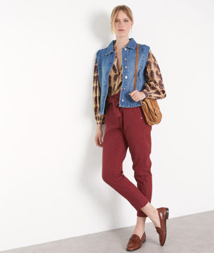 Picture of BARBARA GARNET COTTON PAPERBAG TROUSERS